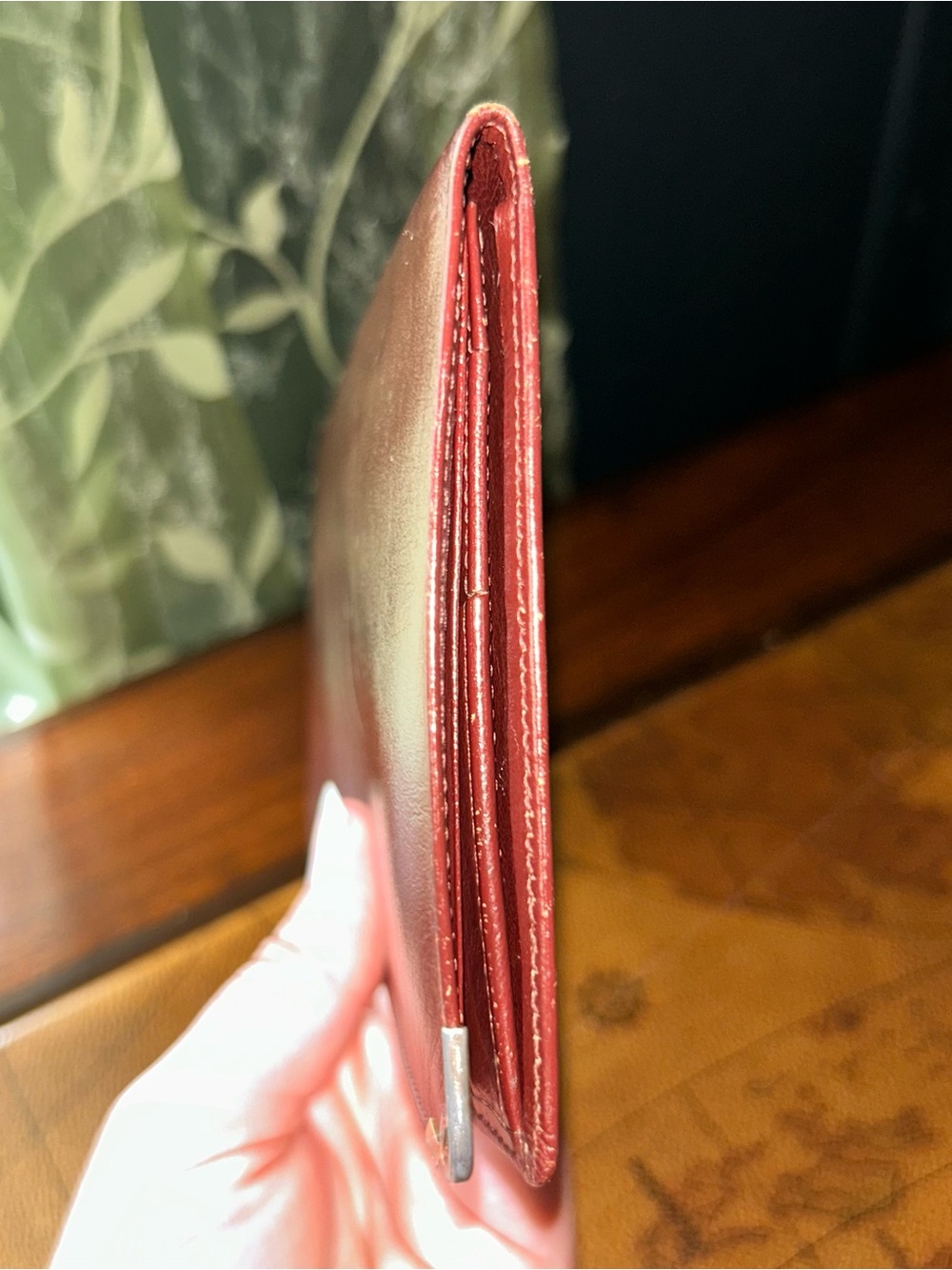 Vintage Cartier Bordeaux Burgundy Leather Long Wallet with Gold Corners -EUC- - Picture 15 of 16